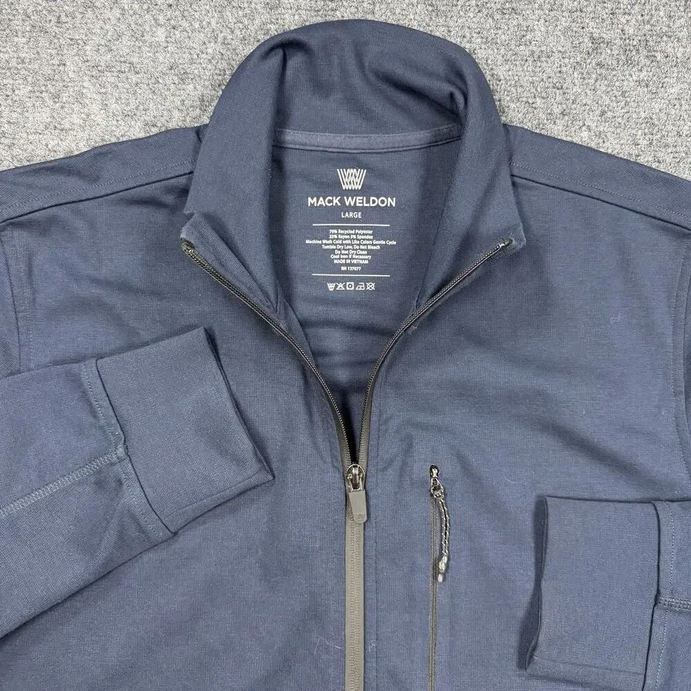 Mack Weldon Men’s Large Navy Full Zip Performance Jacket Stretch Zip Pocket